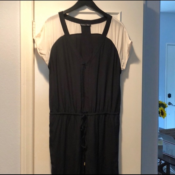 100% silk Jumpsuit full length black & white - Picture 2 of 6